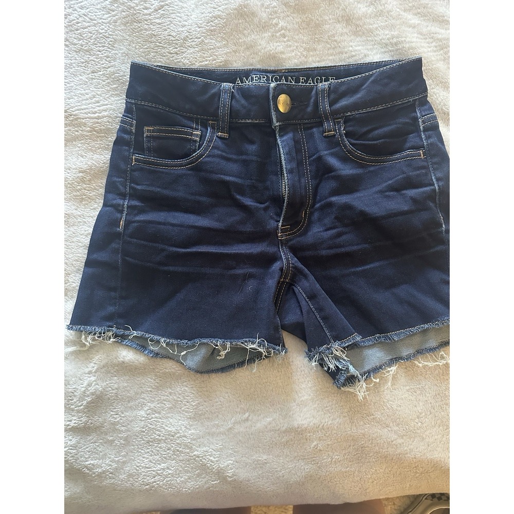 American Eagle Shorts Hi-Rise Shortie Size 4 Dark Wash